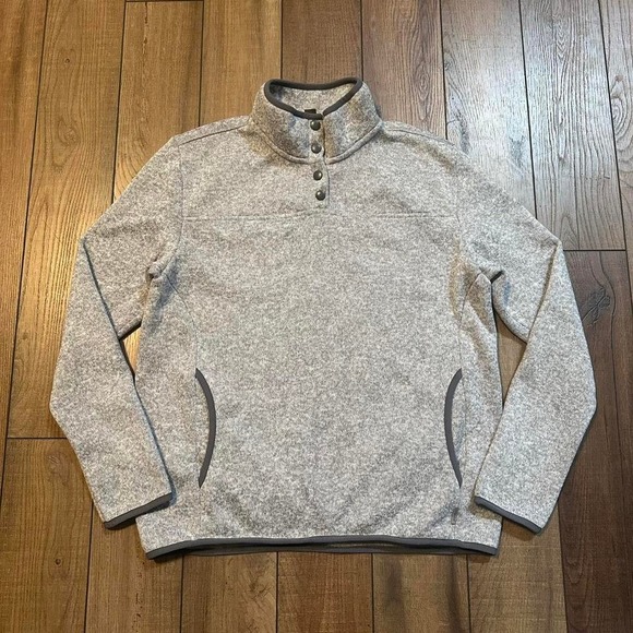 Eddie Bauer Sweaters - Eddie Bauer gray quarter snap pullover sweater‎ sweatshirt size women's medium